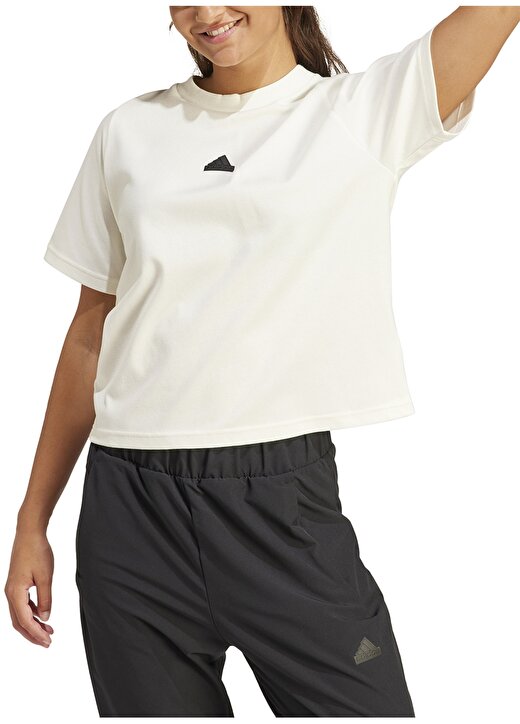 Adidas Beyaz Kadın Yuvarlak Yaka Normal Kalıp T-Shirt IS3920 W 1