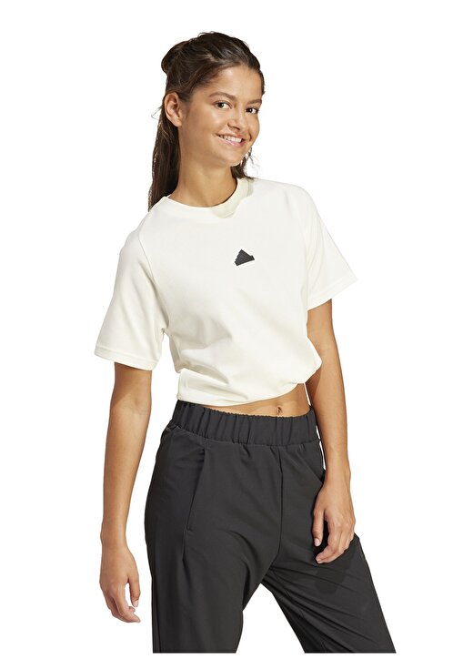 Adidas Beyaz Kadın Yuvarlak Yaka Normal Kalıp T-Shirt IS3920 W 2