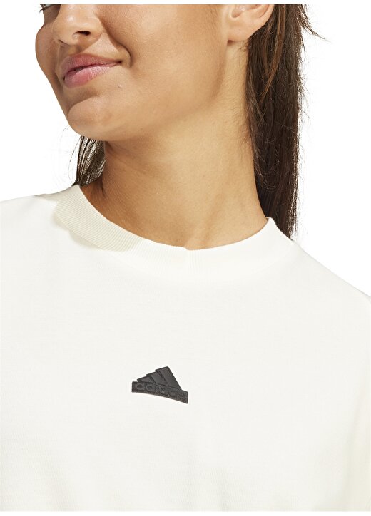 Adidas Beyaz Kadın Yuvarlak Yaka Normal Kalıp T-Shirt IS3920 W 3
