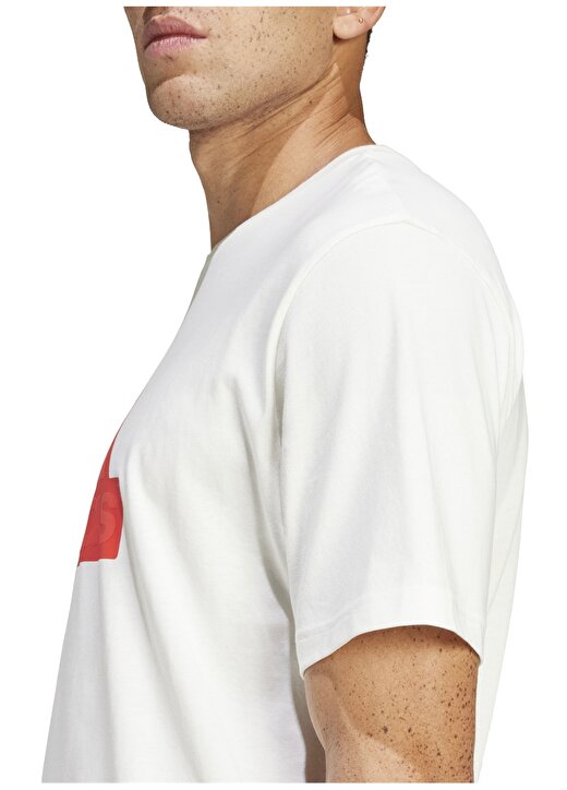 Adidas Beyaz Erkek Yuvarlak Yaka Normal Kalıp T-Shirt IN3321 M 3