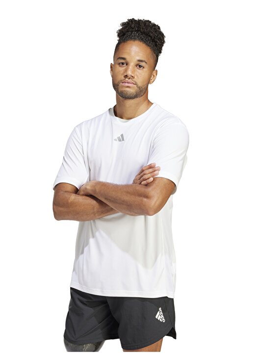 Adidas Beyaz Erkek Yuvarlak Yaka Normal Kalıp T-Shirt IS3718 HIIT 1