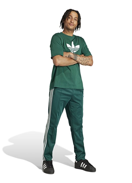 Adidas Yeşil Erkek Yuvarlak T-Shirt IR7976 TREFOIL 1