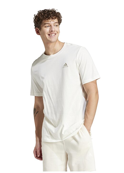 Adidas Beyaz Erkek Yuvarlak Yaka Normal Kalıp T-Shirt IS1318 M 1