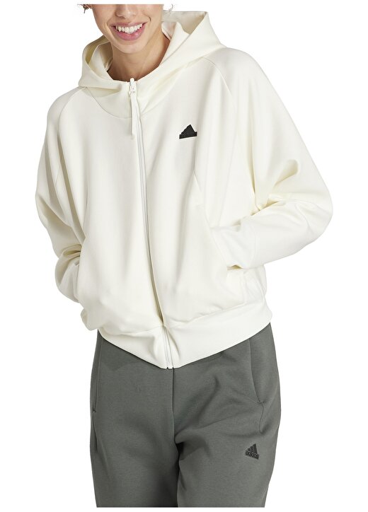 Adidas Beyaz Kadın Normal Kalıp Zip Ceket IS3918 W 1