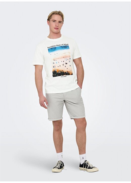 Only & Sons O Yaka Baskılı Beyaz Erkek T-Shirt ONSKOLTON REG BEACH PHOTOPRINT SS T 4