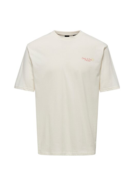 Only & Sons O Yaka Baskılı Beyaz Erkek T-Shirt ONSKOLT RLX SUMMER SS TEE 1