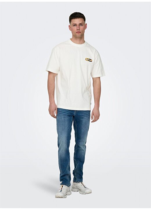 Only & Sons O Yaka Baskılı Beyaz Erkek T-Shirt ONSKEITH RLX SS TEE 3