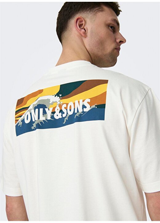 Only & Sons O Yaka Baskılı Beyaz Erkek T-Shirt ONSKEITH RLX SS TEE 4