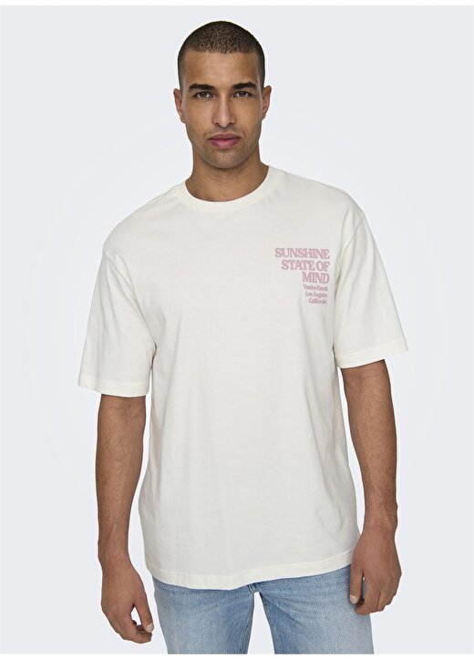 Only & Sons O Yaka Baskılı Beyaz Erkek T-Shirt ONSKENNY RLX TEXT SS TEE 2