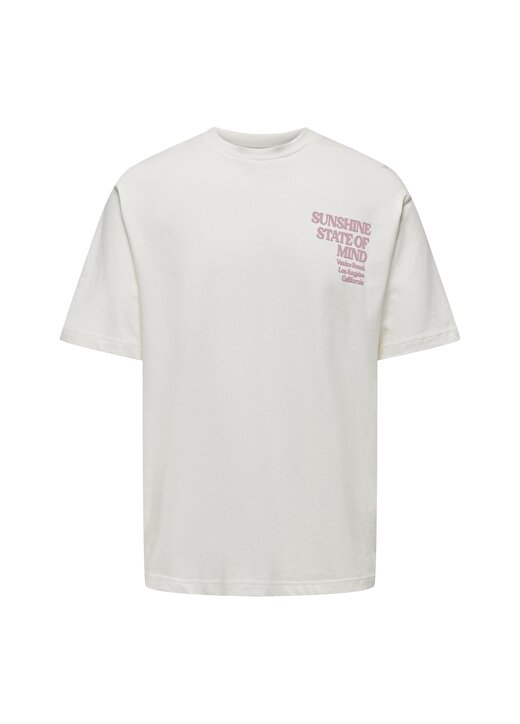 Only & Sons O Yaka Baskılı Beyaz Erkek T-Shirt ONSKENNY RLX TEXT SS TEE 3