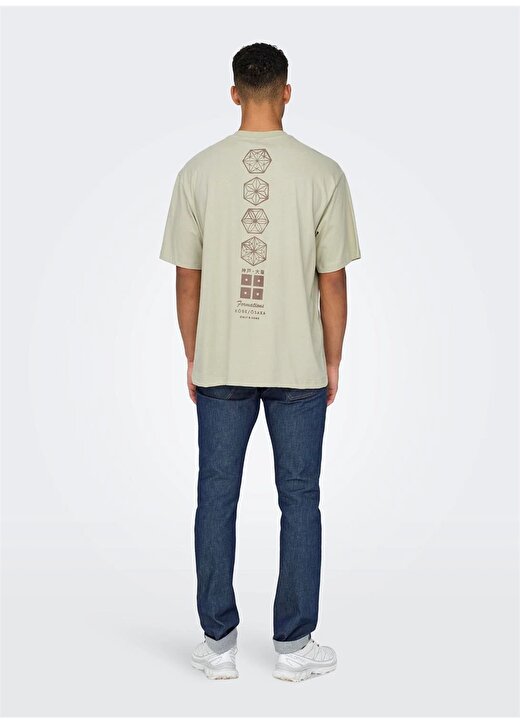 Only & Sons O Yaka Baskılı Açık Bej Erkek T-Shirt ONSMALIK LIFE RLX SS TEE 4