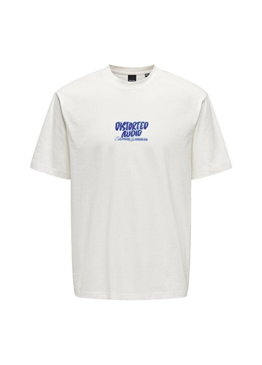Only & Sons O Yaka Baskılı Beyaz Erkek T-Shirt ONSMOISEY LIFE RLX BAND SS TEE 1