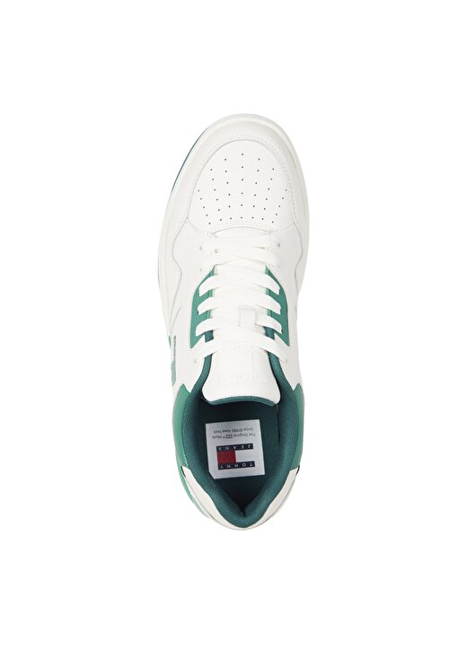 Tommy Hilfiger Beyaz - Yeşil Erkek Deri Sneaker TJM LEATHER OUTSOLE COLOR 3