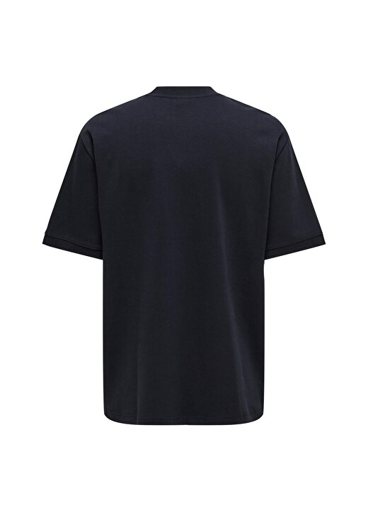 Only & Sons O Yaka Baskılı Koyu Lacivert Erkek T-Shirt ONSMUNGO LIFE RLX EMB SS SWEAT 2