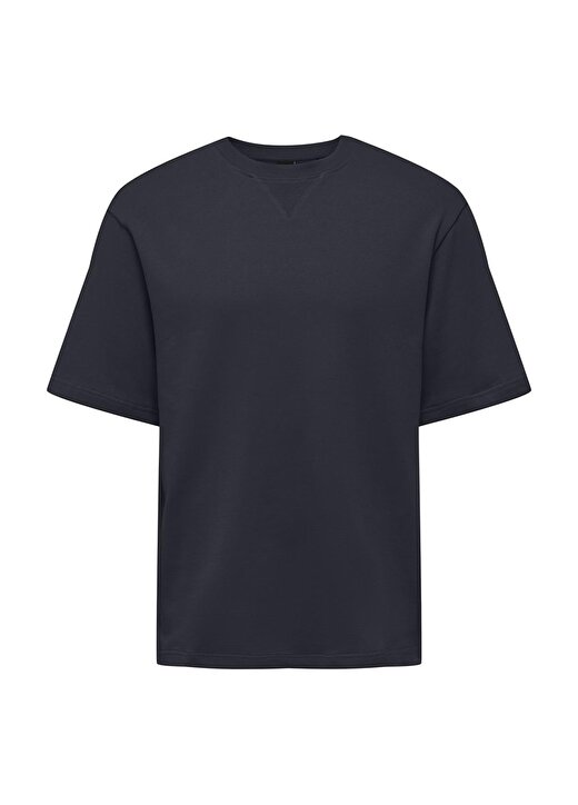 Only & Sons O Yaka Düz Koyu Lacivert Erkek T-Shirt ONSMOAB LIFE RLX SS SWEAT 1