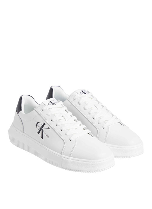 Calvin Klein Beyaz - Siyah Erkek Deri Sneaker CHUNKY CUPSOLE MONO LTH  3