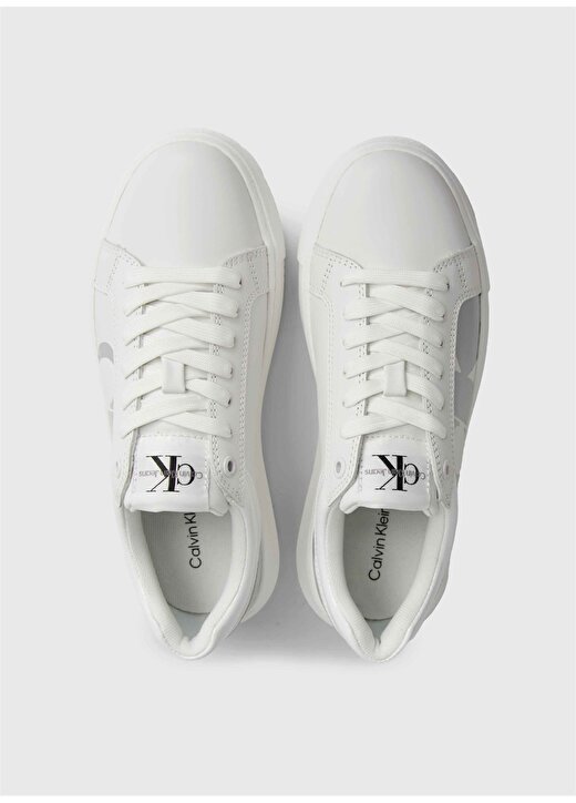 Calvin Klein Beyaz - Gümüş Kadın Deri Sneaker YW0YW0141101V 4