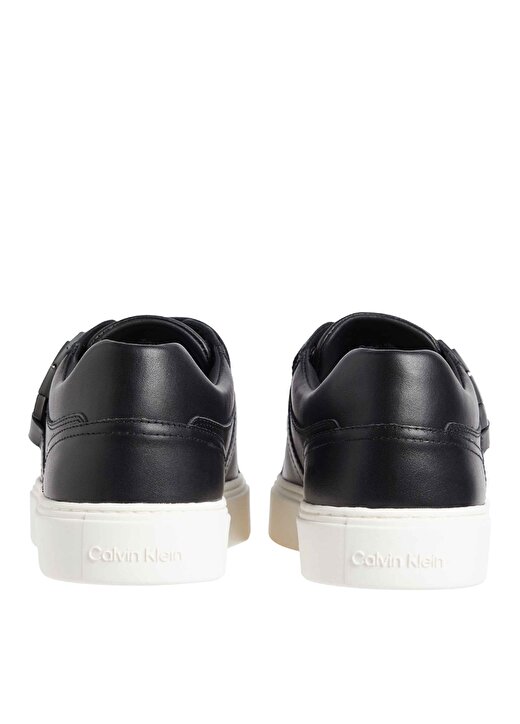 Calvin Klein Siyah Erkek Deri Sneaker LOW TOP LACE UP W/ ICONIC PLAQUE 4