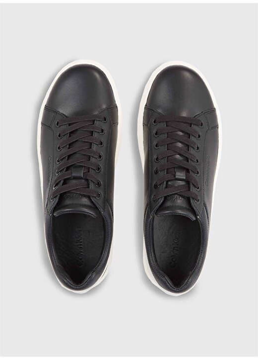 Calvin Klein Siyah - Beyaz Erkek Deri Sneaker LOW TOP LACE UP ARCHIVE STRIPE 4