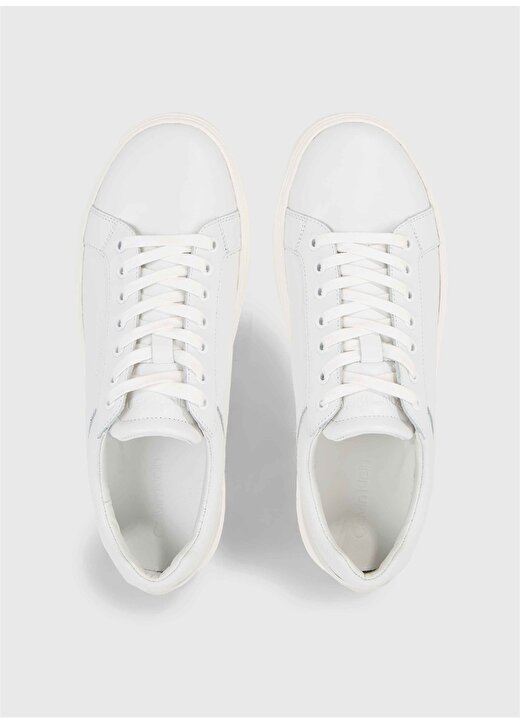 Calvin Klein Beyaz Erkek Deri Sneaker LOW TOP LACE UP ARCHIVE STRIPE 4