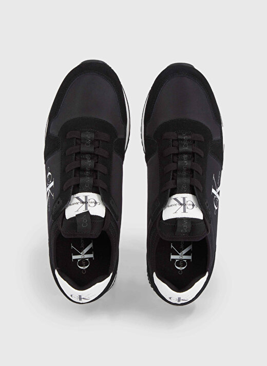 Calvin Klein Siyah - Beyaz Erkek Süet Sneaker RUNNER SOCK LACEUP NY-LTH  3