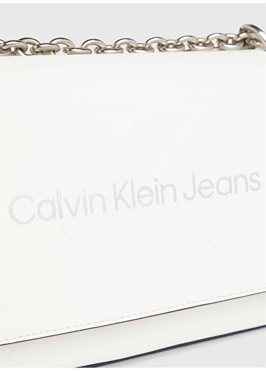 Calvin Klein Beyaz Kadın 16X25x6,5 Cm Çapraz Çanta K60K6118660LI 4