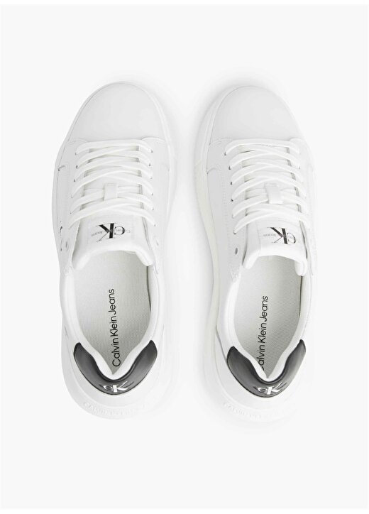 Calvin Klein Beyaz - Siyah Kadın Deri Sneaker YW0YW008230LB 4