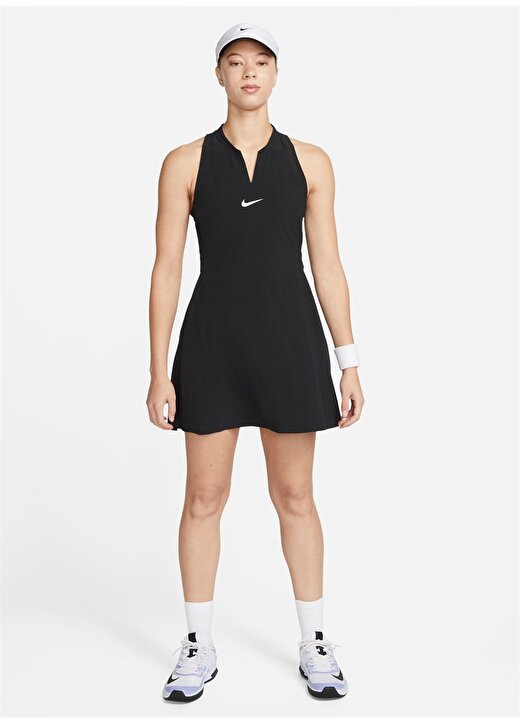 Nike Siyah V Yaka Elbise DX1427-010-W NK DF ADVTG DRESS 1