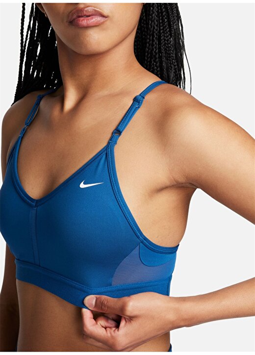 Nike Mavi U Yaka Kadın Sporcu Sütyeni CZ4456-477-W NK INDY V-NECK BRA 4