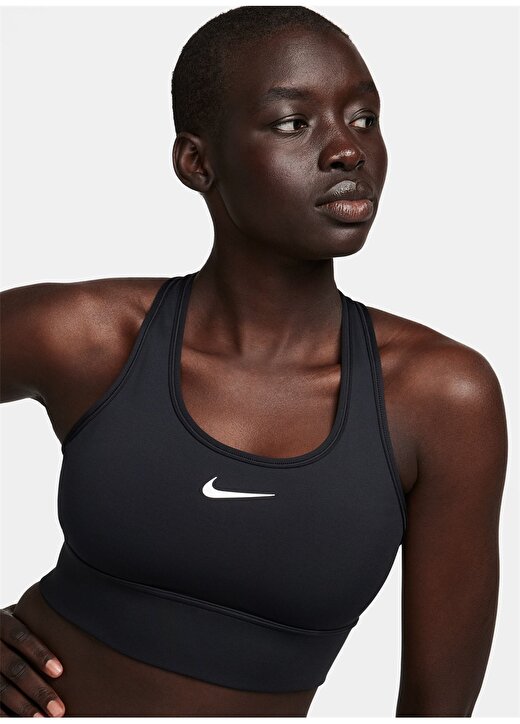 Nike Siyah Kadın U Yaka Sporcu Sütyeni FN2728-010-W NK DF SWSH MS LL BRA 2