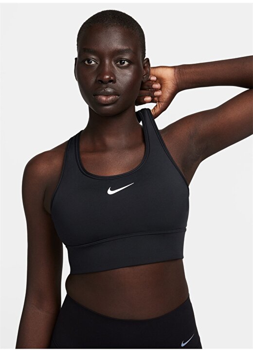 Nike Siyah Kadın U Yaka Sporcu Sütyeni FN2728-010-W NK DF SWSH MS LL BRA 3