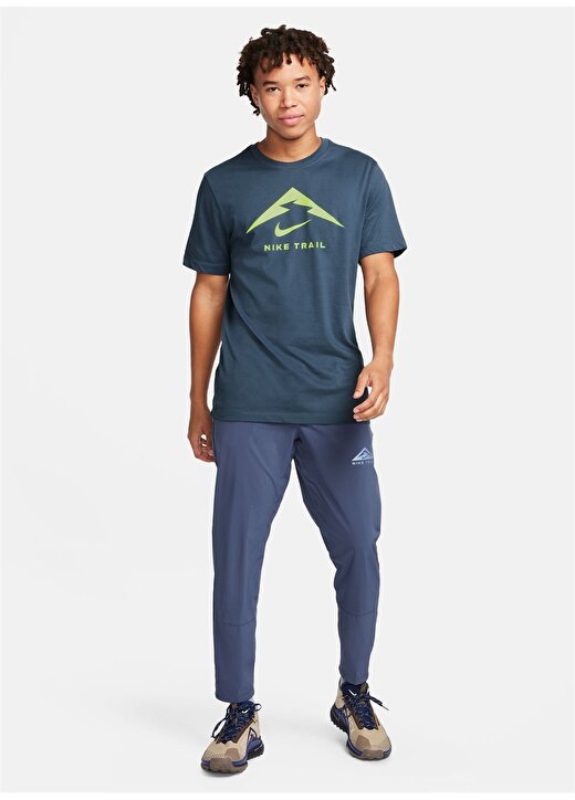Nike Koyu Mavi Bisiklet Yaka Erkek T-Shirt FQ3914-437-M NK DF TEE TRAIL LOGO 1
