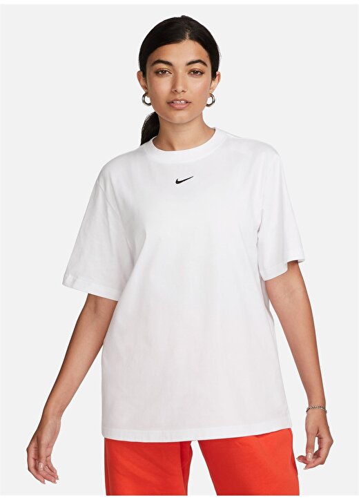 Nike Beyaz Bisiklet Yaka T-Shirt FD4149-100-W NSW TEE ESSNTL LBR 2