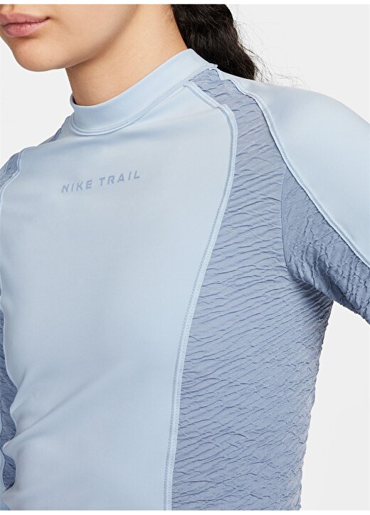 Nike Açık Mavi Kadın Bisiklet Yaka Slim Fit Uzun Kollu T-Shirt FN4706-440-W NK TRAIL DF LS TOP 4