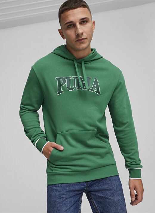Puma 67896986  SQUAD Hoodie Yeşil Erkek Kapüşon Yaka Regular Fit Sweatshirt  1