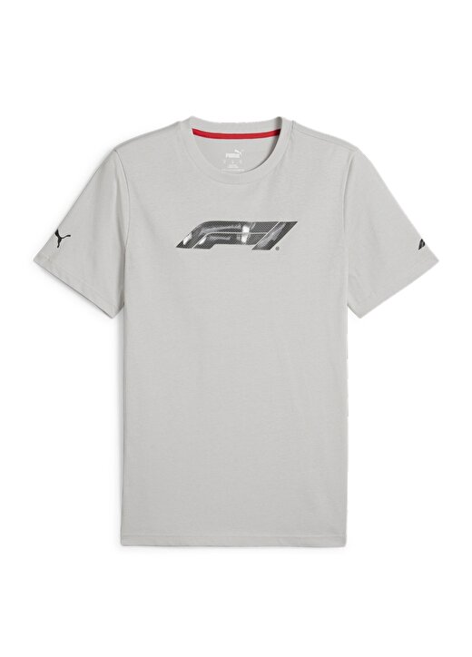 Puma 62569504 F1 Logo Graphic Tee Gri Erkek Bisiklet Yaka Regular Fit T-Shirt 4