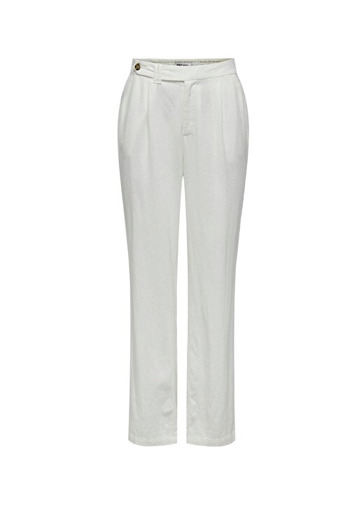 Only Beyaz Kadın Yüksek Belli Keten Pantolon ONLCARO HW STR LINEN PANT CC TLR 1
