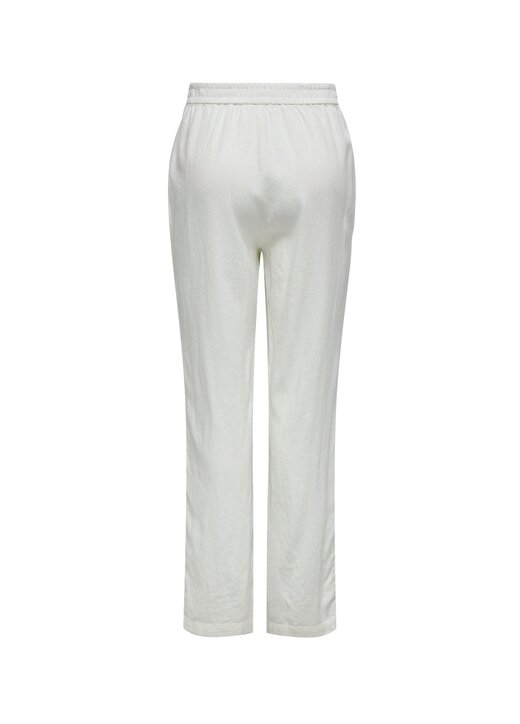 Only Beyaz Kadın Yüksek Belli Keten Pantolon ONLCARO HW STR LINEN PANT CC TLR 2