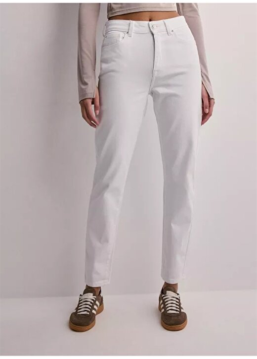 Only Yüksek Bel Dar Paça Normal Beyaz Kadın Denim Pantolon ONLEMILY STRETCH HW STR ANK DNM 1