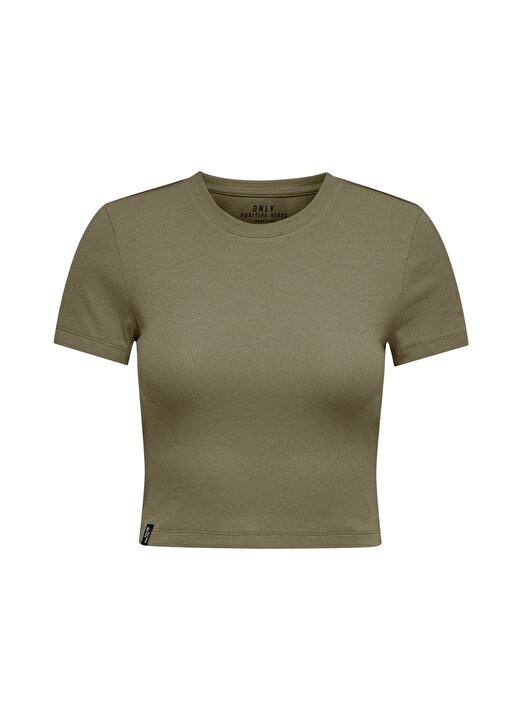 Only O Yaka Düz Haki Kadın T-Shirt ONLBETTY S/S O-NECK SHORT TOP CC JR 1