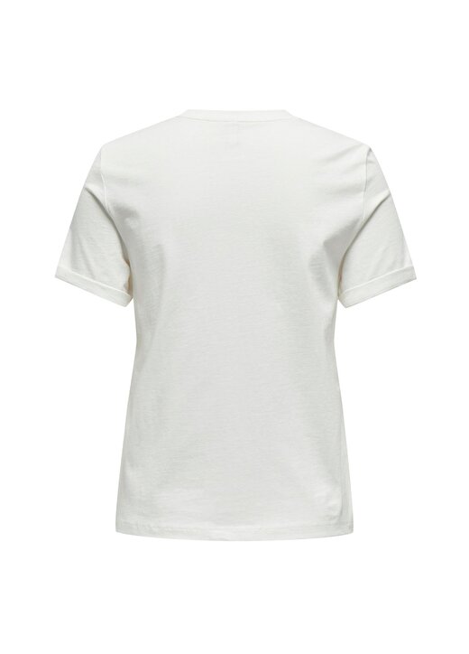 Only O Yaka Baskılı Beyaz Kadın T-Shirt ONLNEO LIFE REG S/S FOLD-UP TOP BOX 4