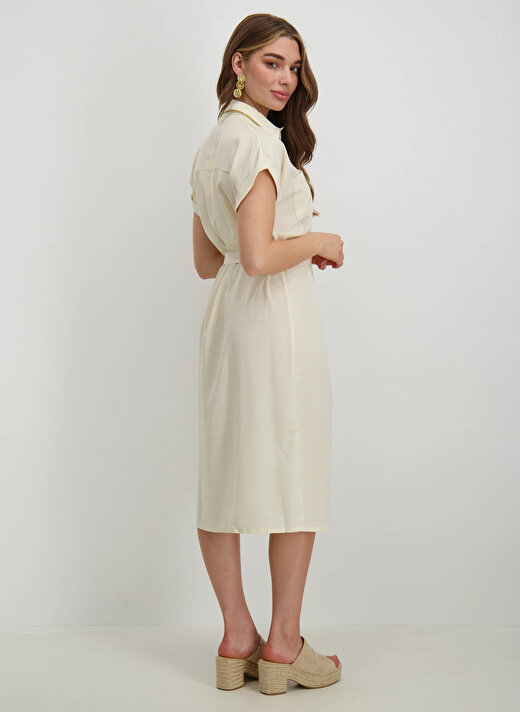 Only Gömlek Yaka Düz Beyaz Uzun Kadın Elbise ONLHANNOVER S/S SHIRT DRESS NOOS WV 4