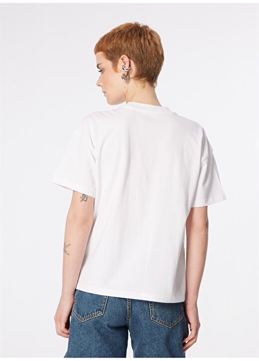 Only O Yaka Düz Beyaz Kadın T-Shirt ONLNEW LAURA S/S MOCK NECK TOP CC J 4