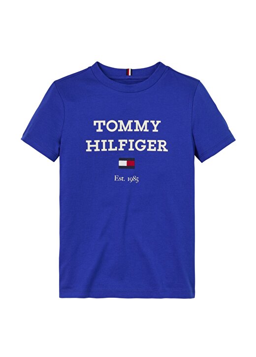 Tommy Hilfiger Baskılı Mavi Erkek T-Shirt TH LOGO TEE S/S 1