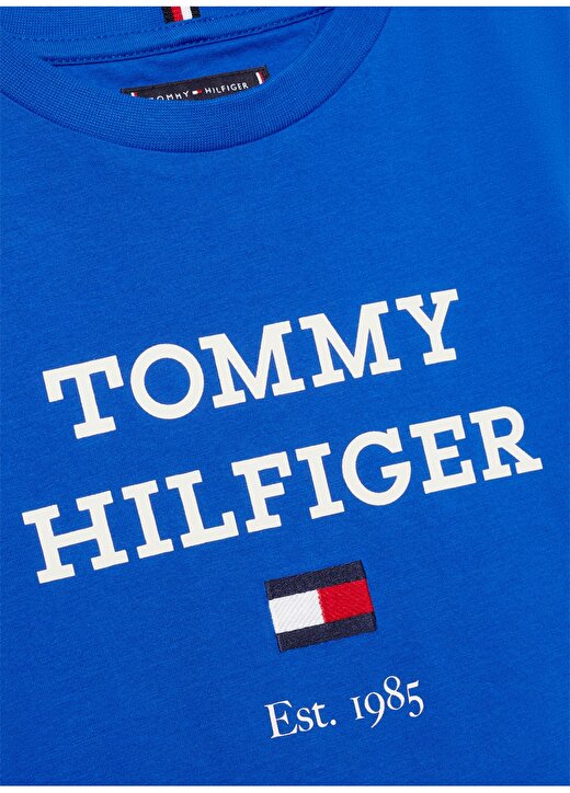 Tommy Hilfiger Baskılı Mavi Erkek T-Shirt TH LOGO TEE S/S 2