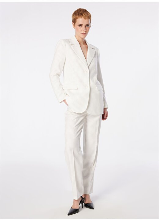 Only Yüksek Bel Normal Beyaz Kadın Pantolon ONLREINA HW ELA STR PINS PANT CC TL 1