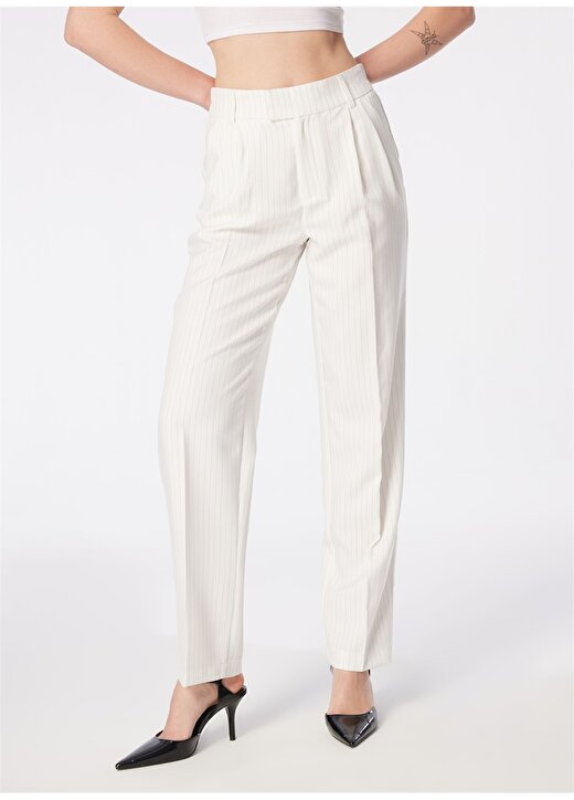 Only Yüksek Bel Normal Beyaz Kadın Pantolon ONLREINA HW ELA STR PINS PANT CC TL 2