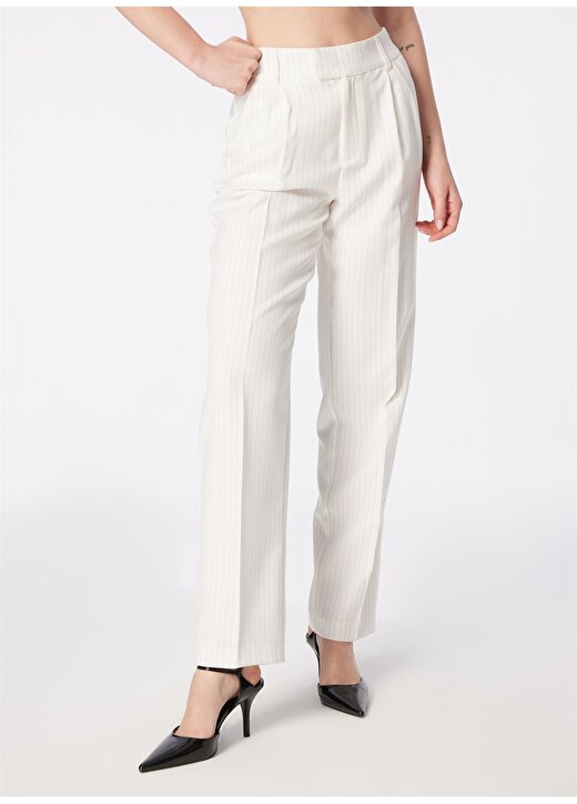 Only Yüksek Bel Normal Beyaz Kadın Pantolon ONLREINA HW ELA STR PINS PANT CC TL 3