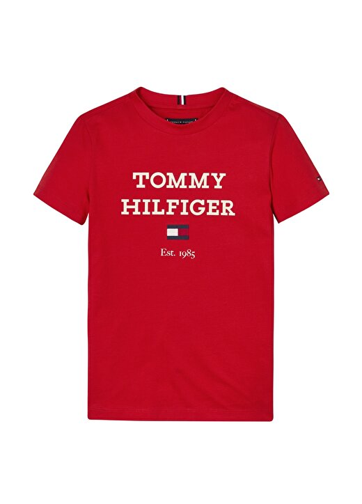 Tommy Hilfiger Baskılı Kırmızı Erkek T-Shirt TH LOGO TEE S/S 1