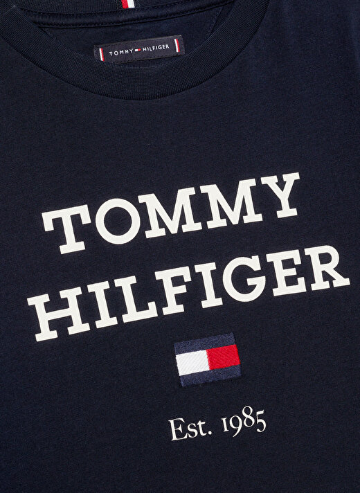 Tommy Hilfiger Baskılı Lacivert Erkek T-Shirt TH LOGO TEE L/S 2
